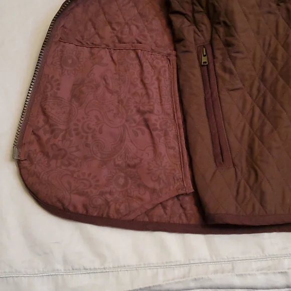 TALBOTS WOMAN brown quilted vest corduroy zipper pockets 1X